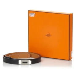 Hermès Vintage - Epsom Kelly Belt - Black Silver - Leather Belt - Luxury High Quality - Avvenice