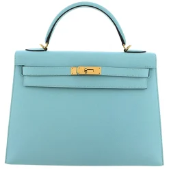 Hermès Vintage - Epsom Kelly 32 - Light Blue - Leather Handbag - Avvenice