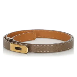 Hermès Vintage - Epsom Kelly Belt - Grey Gold - Leather Belt - Luxury High Quality - Avvenice