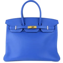 Hermès Vintage - Evercolor Birkin 35 - Blue - Leather Handbag - Avvenice