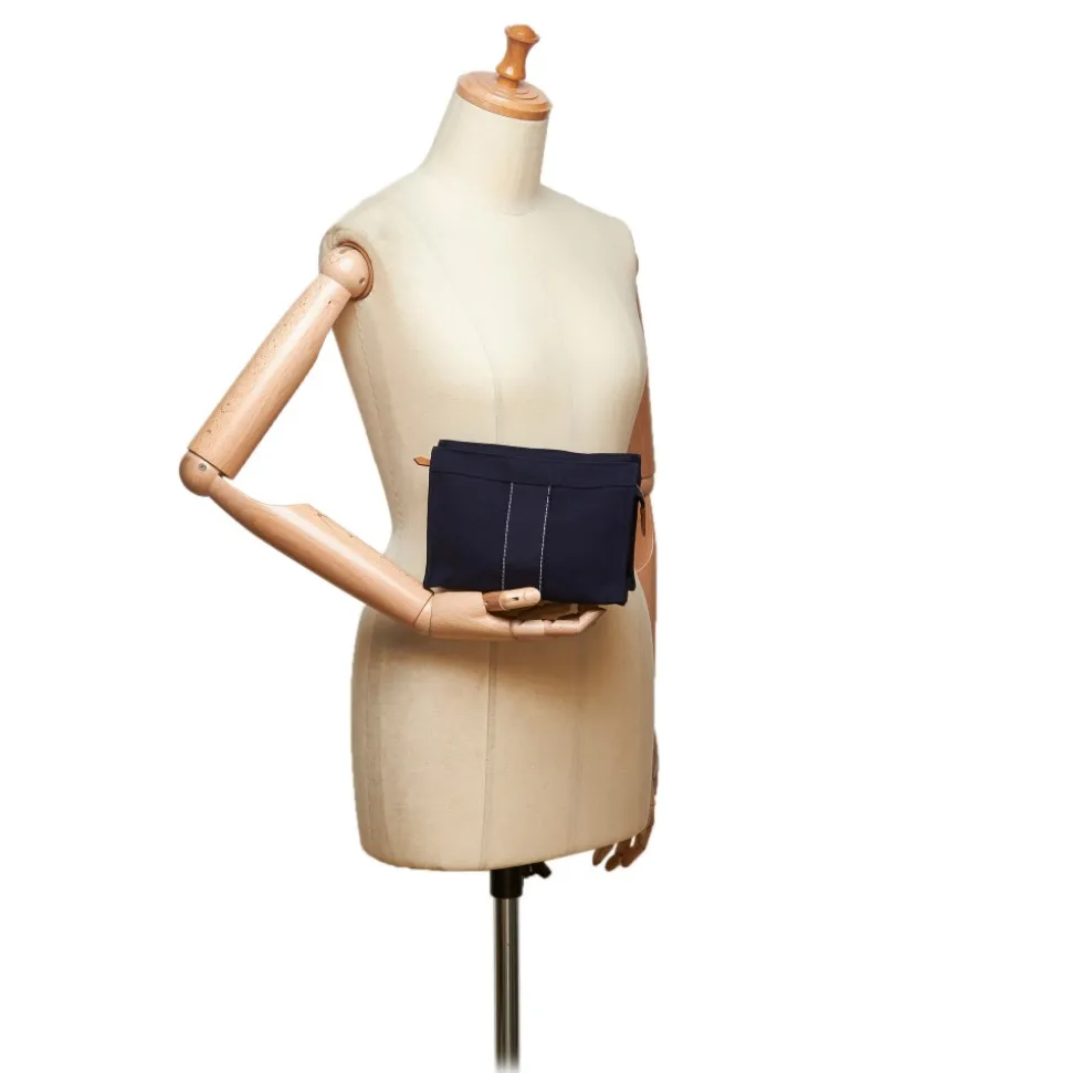 Hermès Vintage - Fourre Tout Pouch - Blue Navy - Canvas Pouch - Luxury High Quality - Avvenice