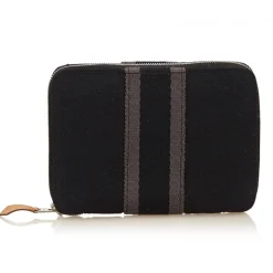 Hermès Vintage - Fourre Tout PM Wallet - Black Grey - Canvas Wallet - Luxury High Quality - Avvenice