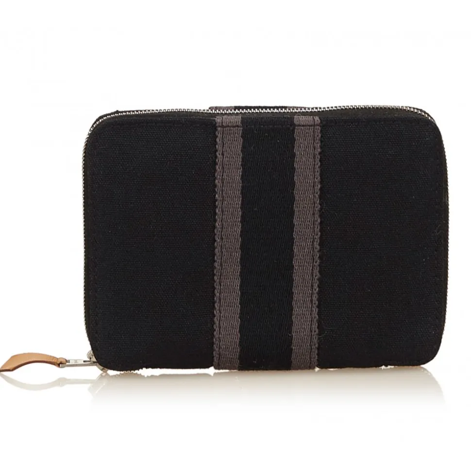 Hermès Vintage - Fourre Tout PM Wallet - Black Grey - Canvas Wallet - Luxury High Quality - Avvenice