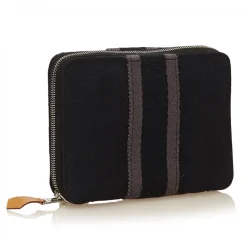 Hermès Vintage - Fourre Tout PM Wallet - Black Grey - Canvas Wallet - Luxury High Quality - Avvenice