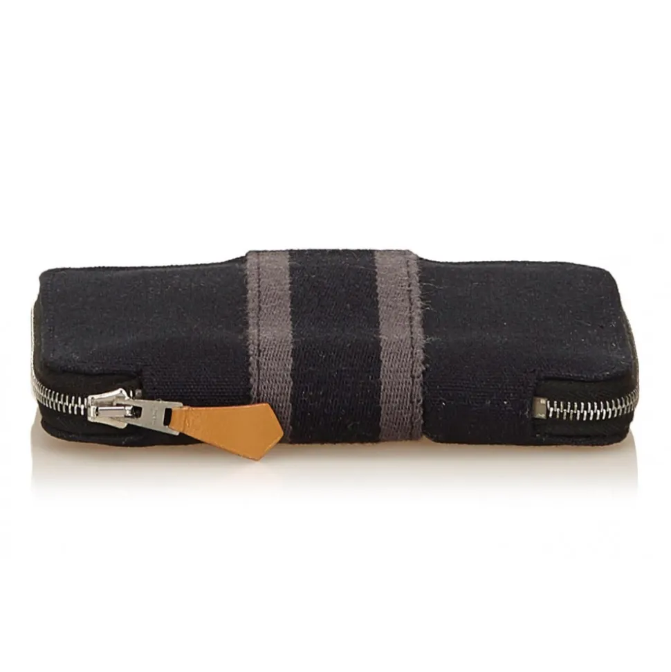 Hermès Vintage - Fourre Tout PM Wallet - Black Grey - Canvas Wallet - Luxury High Quality - Avvenice