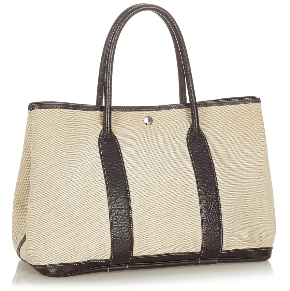 Hermès Vintage - Garden Party PM - Dark Brown Beige - Leather Handbag - Avvenice
