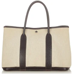 Hermès Vintage - Garden Party PM - Dark Brown Beige - Leather Handbag - Avvenice