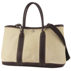 Hermès Vintage - Garden Party TPM - Dark Brown Beige - Canvas Handbag - Avvenice
