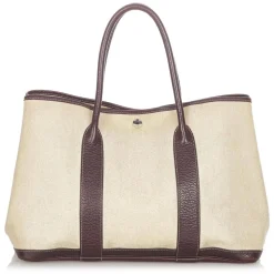 Hermès Vintage - Garden Party PM - Dark Brown Beige - Canvas Handbag - Avvenice