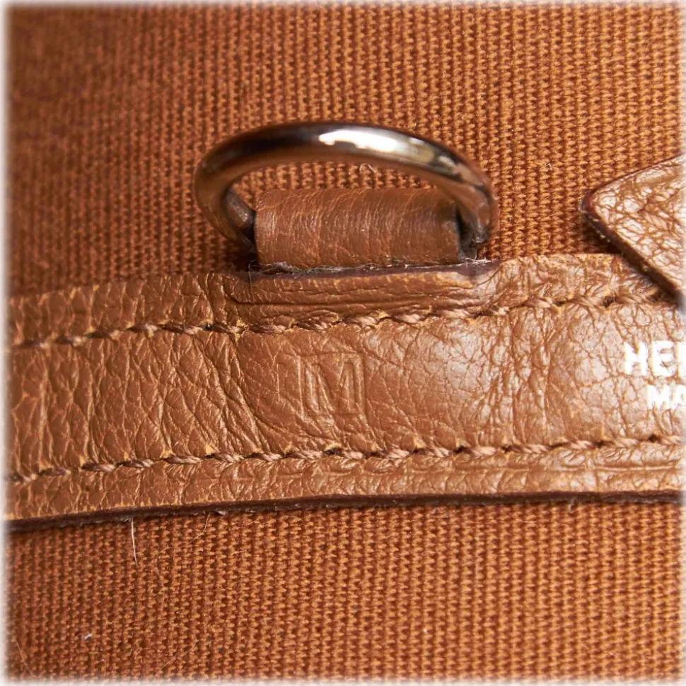 Hermès Vintage - Garden Zip PM Bag - Brown - Leather and Canvas Handbag - Luxury High Quality - Avvenice