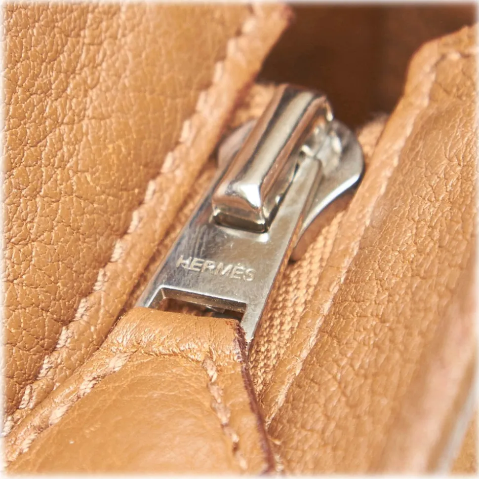 Hermès Vintage - Garden Zip PM Bag - Brown - Leather and Canvas Handbag - Luxury High Quality - Avvenice