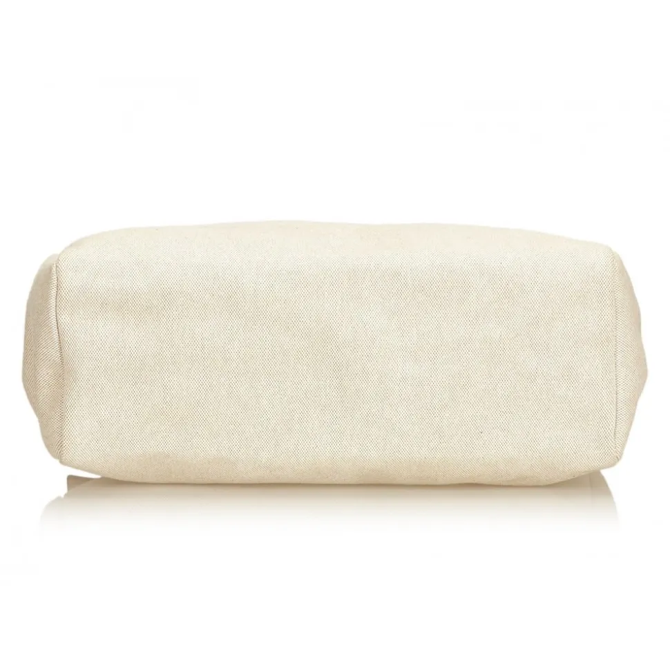 Hermès Vintage - Herbag Cabas MM Bag - Ivory Brown White - Leather and Canvas Handbag - Luxury High Quality - Avvenice