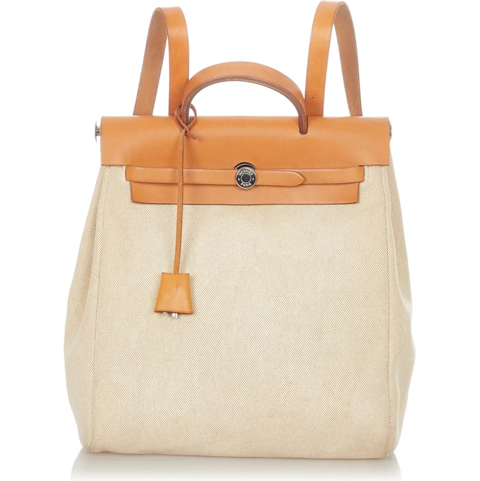 Hermès Vintage - Herbag Canvas Backpack - Brown Beige - Canvas Backpack - Avvenice