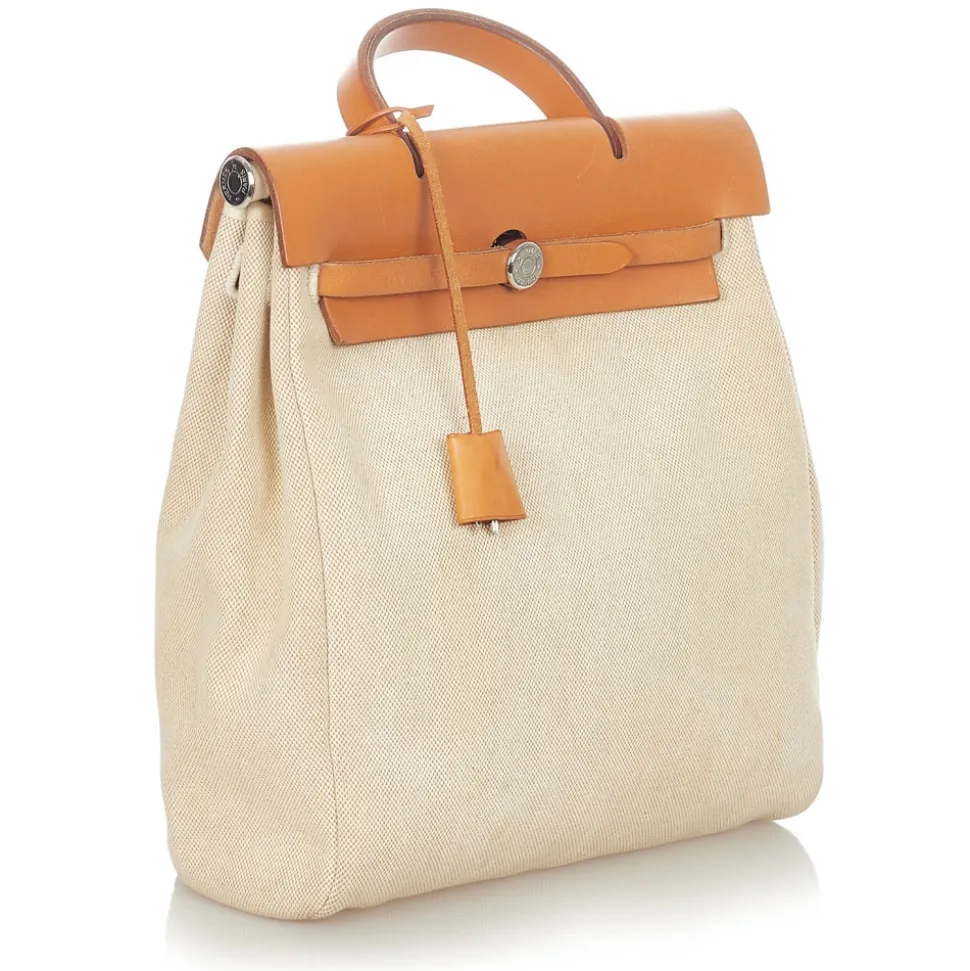 Hermès Vintage - Herbag Canvas Backpack - Brown Beige - Canvas Backpack - Avvenice