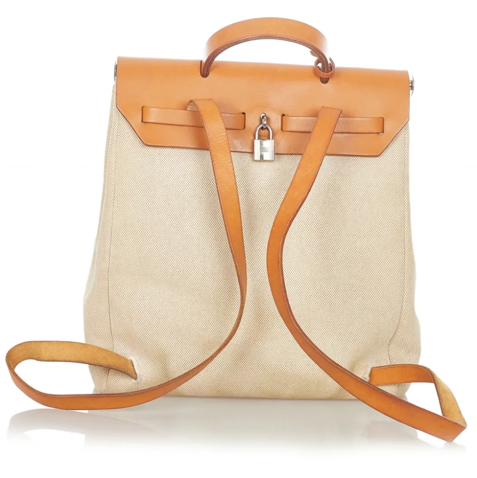Hermès Vintage - Herbag Canvas Backpack - Brown Beige - Canvas Backpack - Avvenice