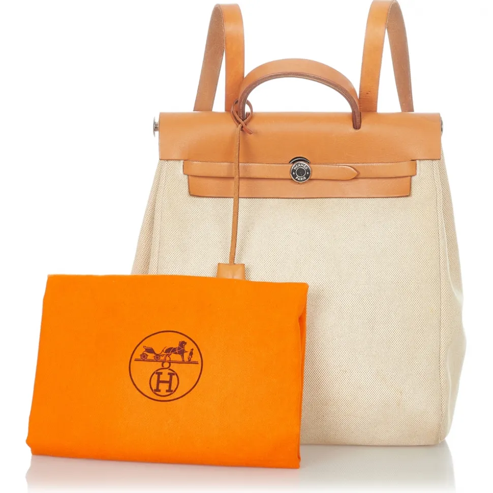 Hermès Vintage - Herbag Canvas Backpack - Brown Beige - Canvas Backpack - Avvenice