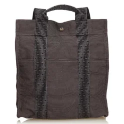 Hermès Vintage - Herline Canvas Backpack PM - Grey Dark Grey - Canvas Backpack - Luxury High Quality - Avvenice