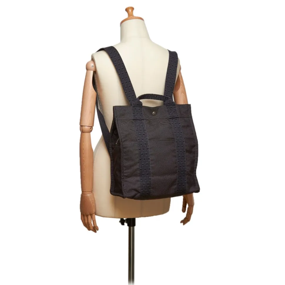Hermès Vintage - Herline Canvas Backpack PM - Grey Dark Grey - Canvas Backpack - Luxury High Quality - Avvenice