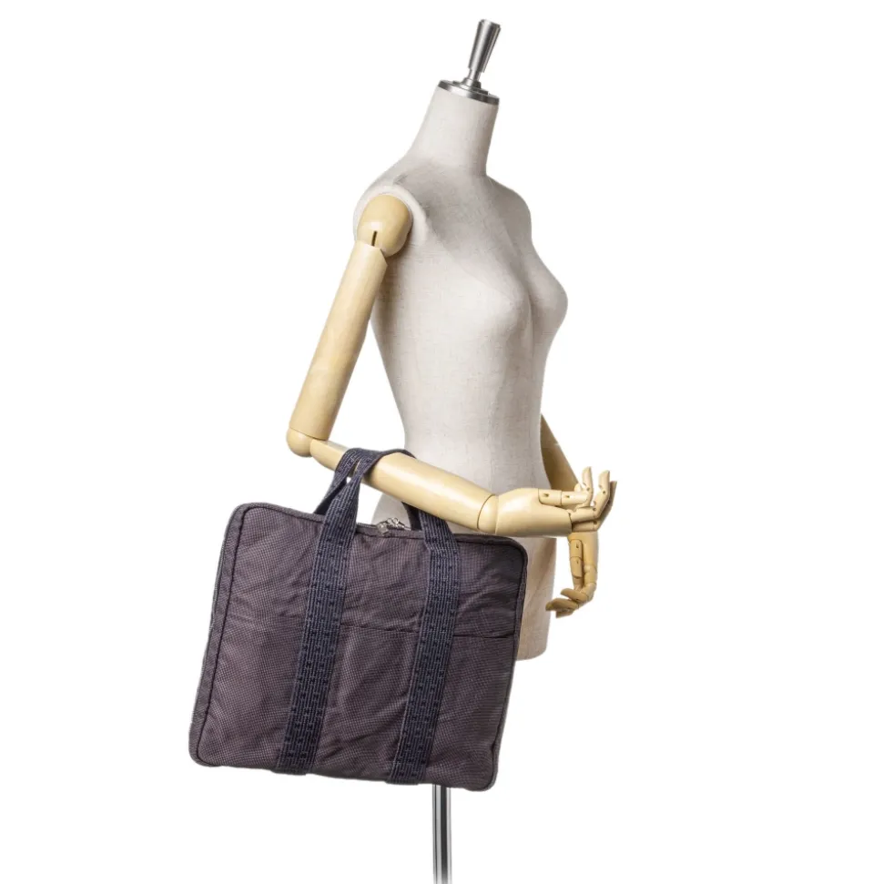 Hermès Vintage - Herline Document Case Bag - Grey Dark Grey - Canvas Bag - Luxury High Quality - Avvenice