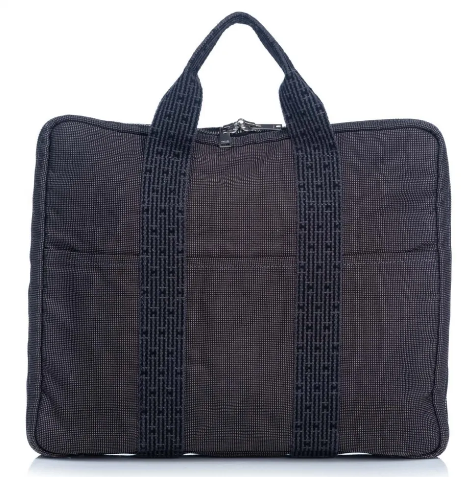 Hermès Vintage - Herline Document Case Bag - Grey Dark Grey - Canvas Bag - Luxury High Quality - Avvenice