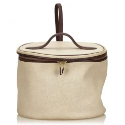 Hermès Vintage - Intercity Vanity Bag - Ivory Brown White - Leather and Canvas Handbag - Luxury High Quality - Avvenice