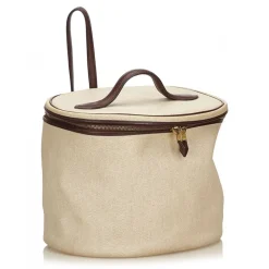 Hermès Vintage - Intercity Vanity Bag - Ivory Brown White - Leather and Canvas Handbag - Luxury High Quality - Avvenice