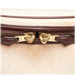 Hermès Vintage - Intercity Vanity Bag - Ivory Brown White - Leather and Canvas Handbag - Luxury High Quality - Avvenice