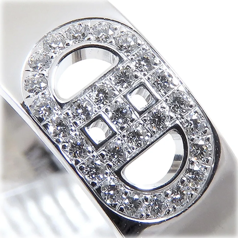 Hermès Vintage - 18K Diamond H DAncre Ring - Silver - Diamond Ring - Avvenice