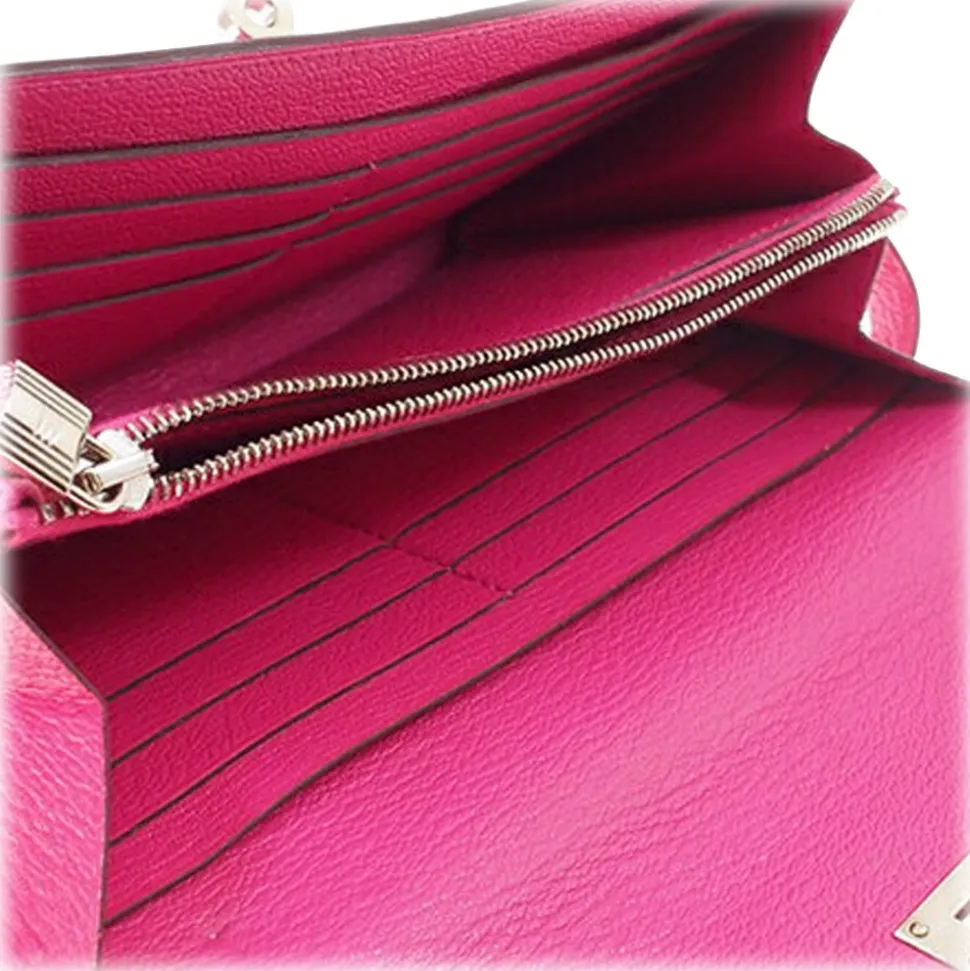 Hermès Vintage - Kelly Chevre Long Wallet - Pink - Leather Wallet - Avvenice