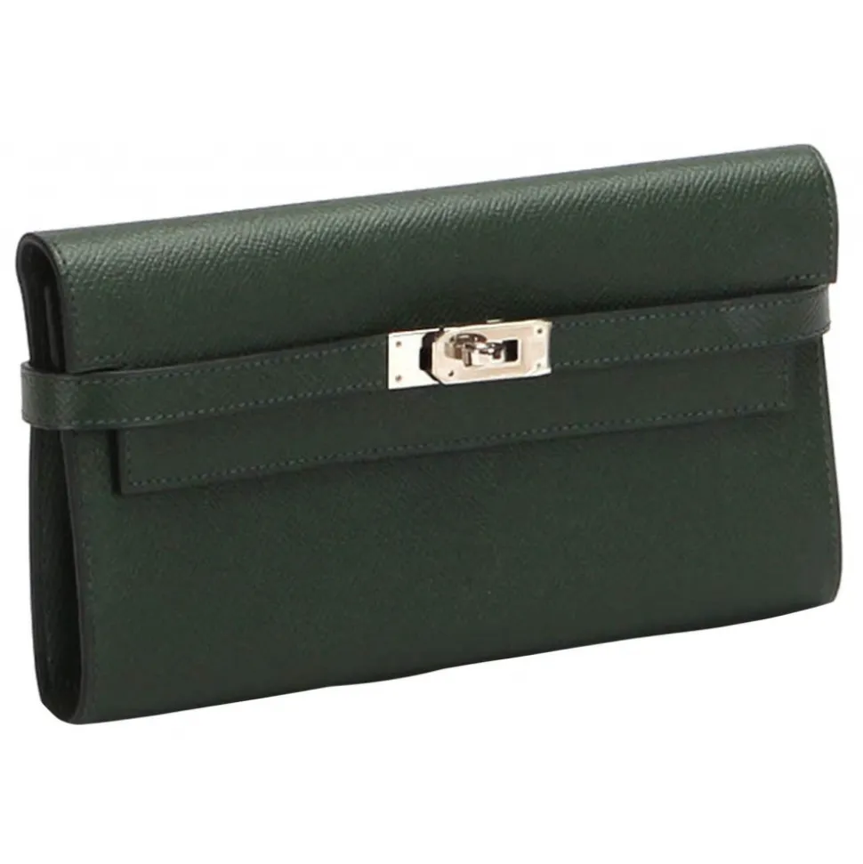 Hermès Vintage - Kelly Chevre Long Wallet - Dark Green - Leather Wallet - Avvenice