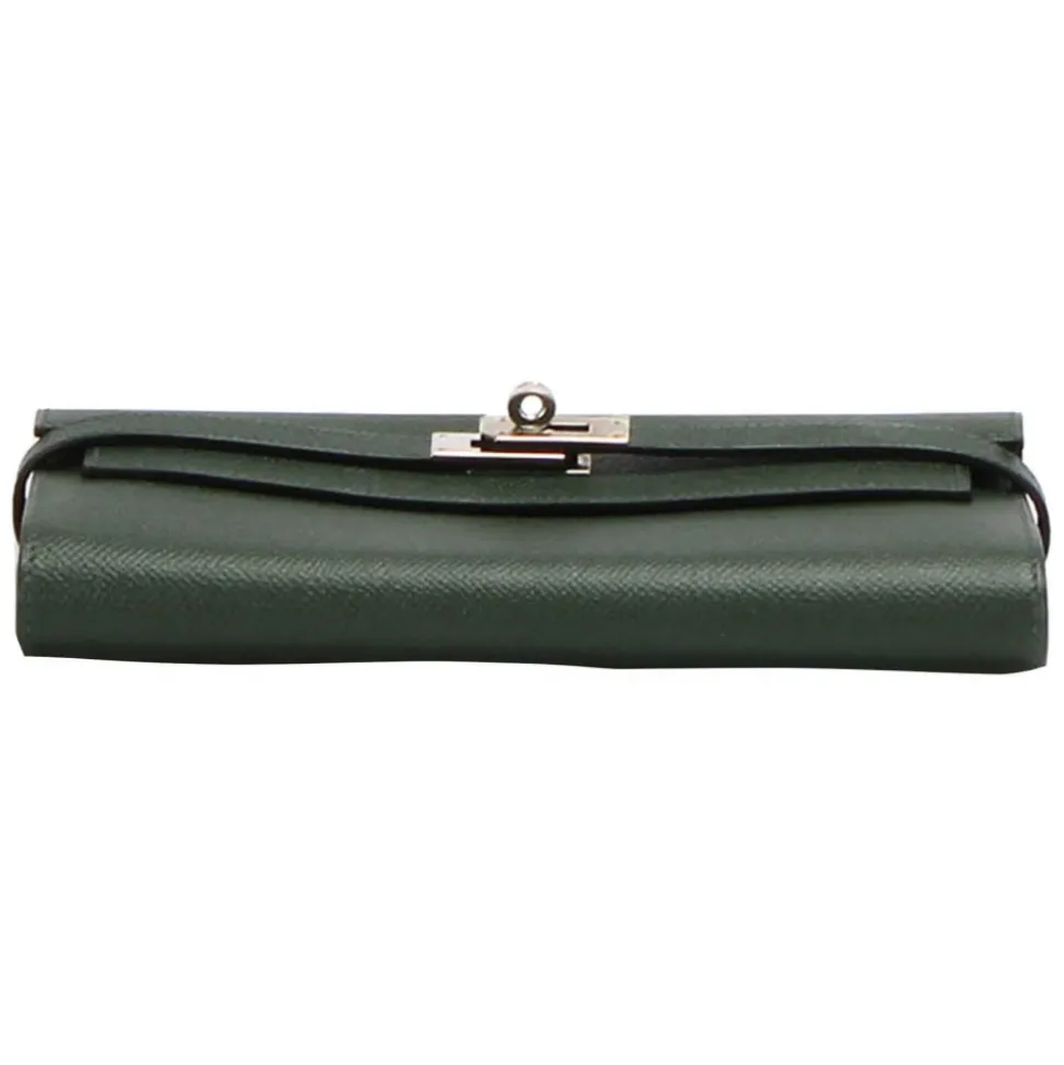 Hermès Vintage - Kelly Chevre Long Wallet - Dark Green - Leather Wallet - Avvenice