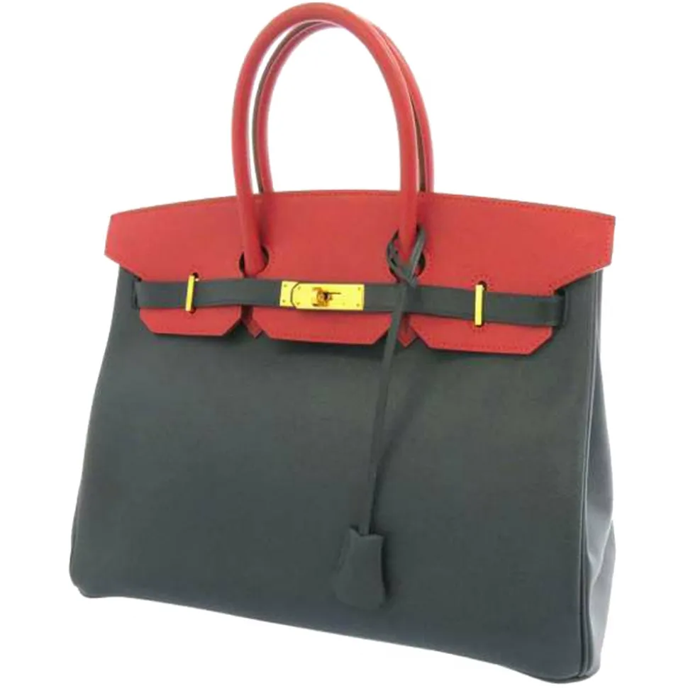 Hermès Vintage - Kushbel Birkin 35 - Dark Gray Red - Leather Handbag - Avvenice