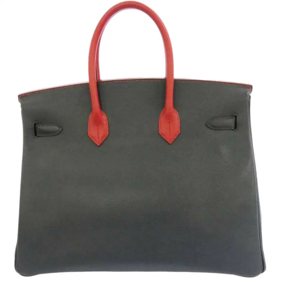 Hermès Vintage - Kushbel Birkin 35 - Dark Gray Red - Leather Handbag - Avvenice
