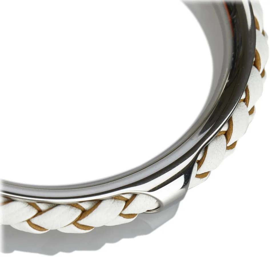 Hermès Vintage - Kyoto Tresse Cuff - Silver - Metal Bracelet - Luxury High Quality - Avvenice