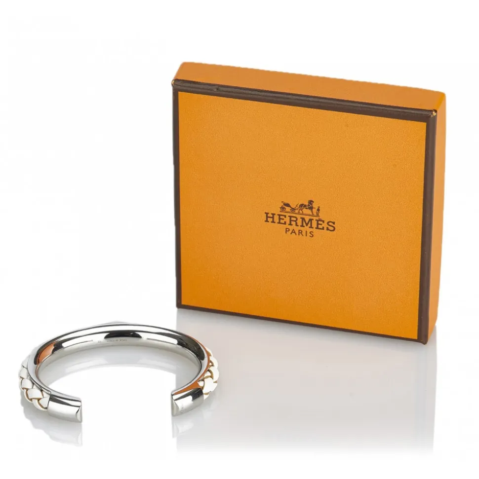 Hermès Vintage - Kyoto Tresse Cuff - Silver - Metal Bracelet - Luxury High Quality - Avvenice