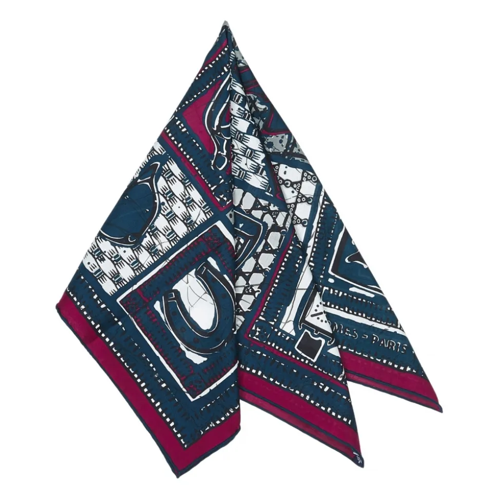 Hermès Vintage - Le Boubou H Cotton Scarf - Blue - Cotton Foulard - Luxury High Quality - Avvenice