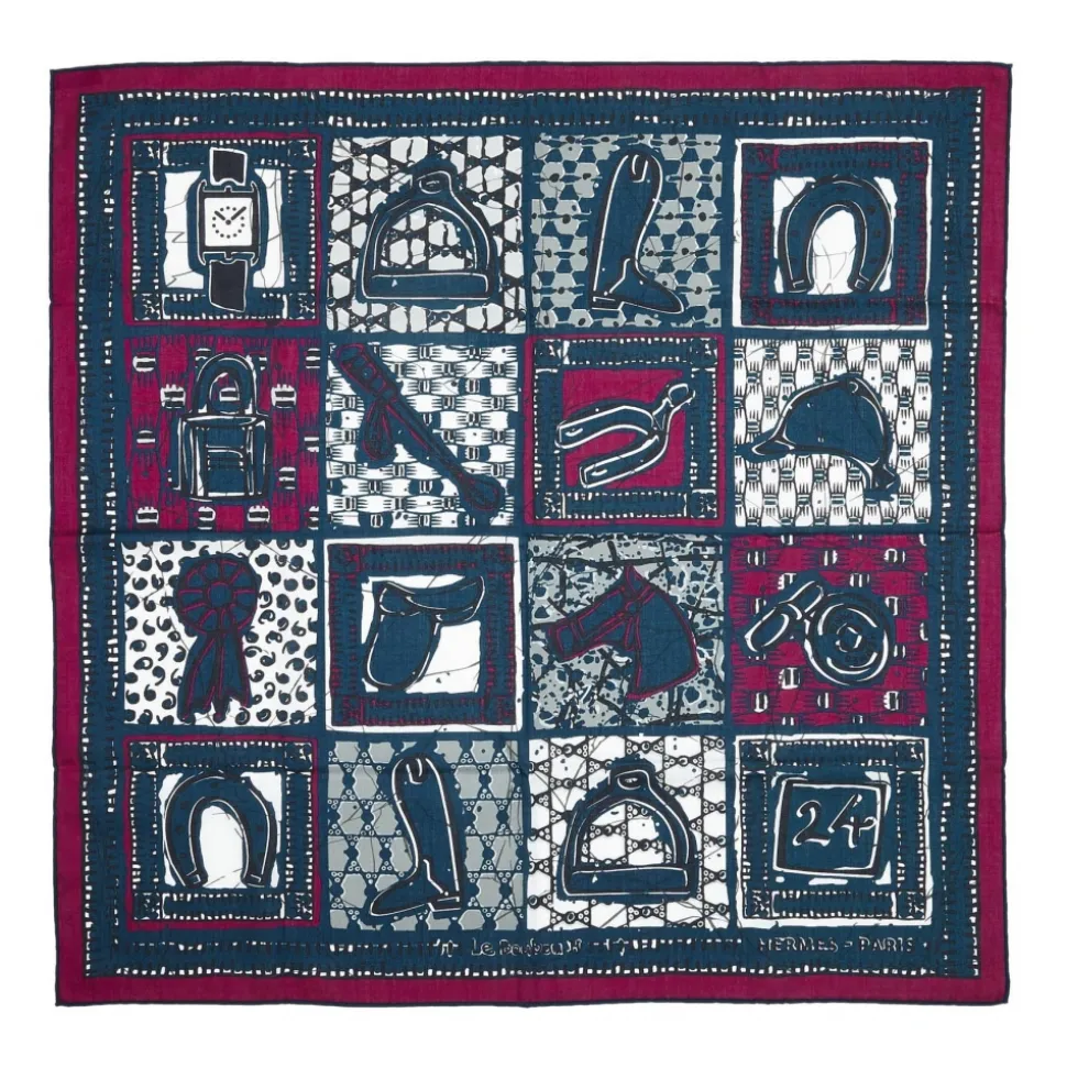 Hermès Vintage - Le Boubou H Cotton Scarf - Blue - Cotton Foulard - Luxury High Quality - Avvenice