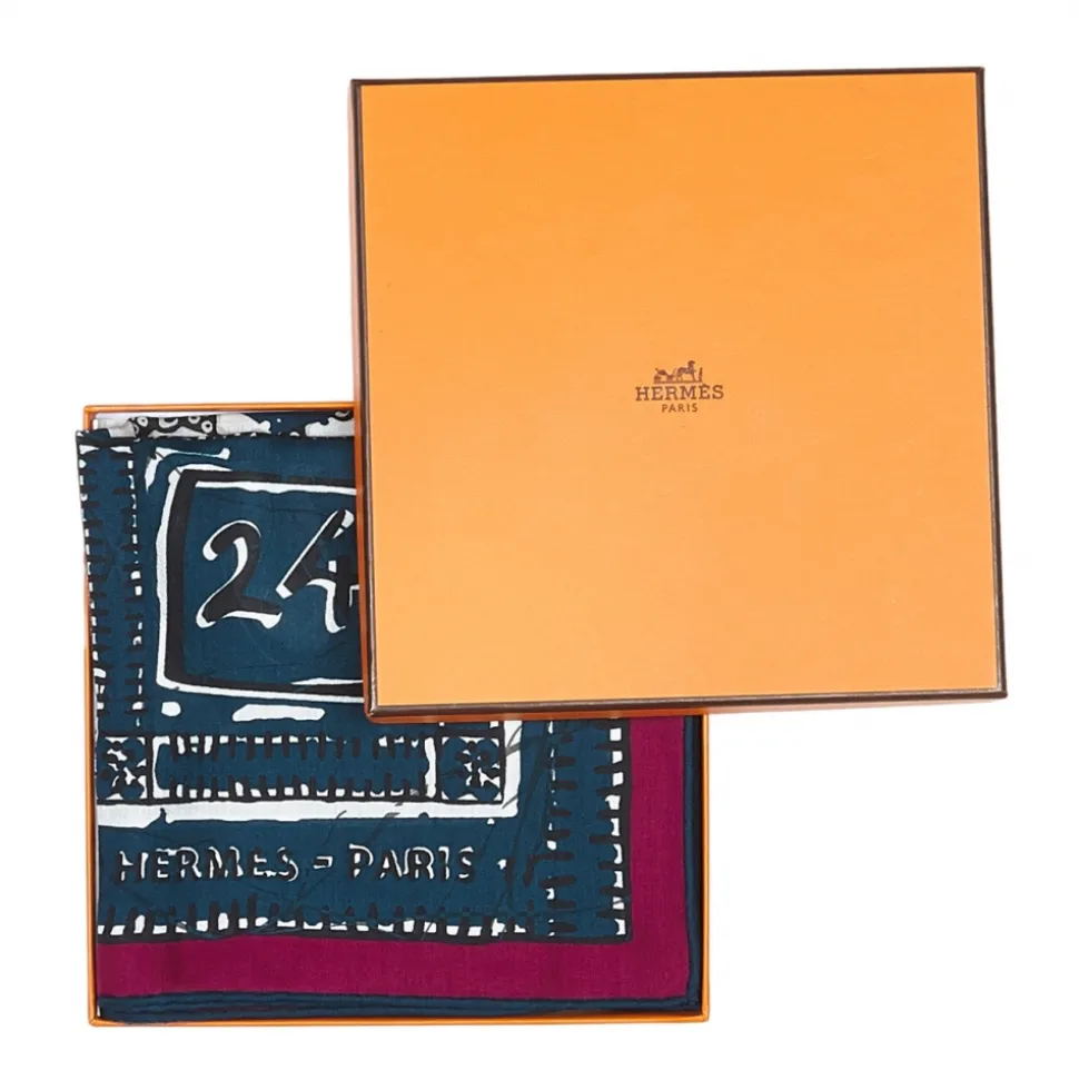 Hermès Vintage - Le Boubou H Cotton Scarf - Blue - Cotton Foulard - Luxury High Quality - Avvenice