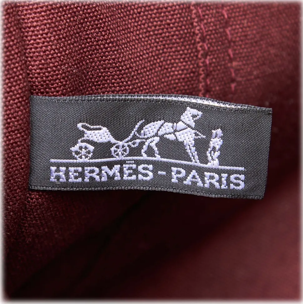 Hermès Vintage - Leather Base Fourre Tout MM Bag - Red Bordeaux Brown - Leather and Canvas Handbag - Luxury High Quality - Avvenice