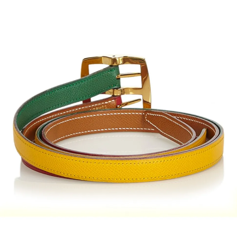 Hermès Vintage - Leather Belt - Red Yellow - Leather Belt - Luxury High Quality - Avvenice