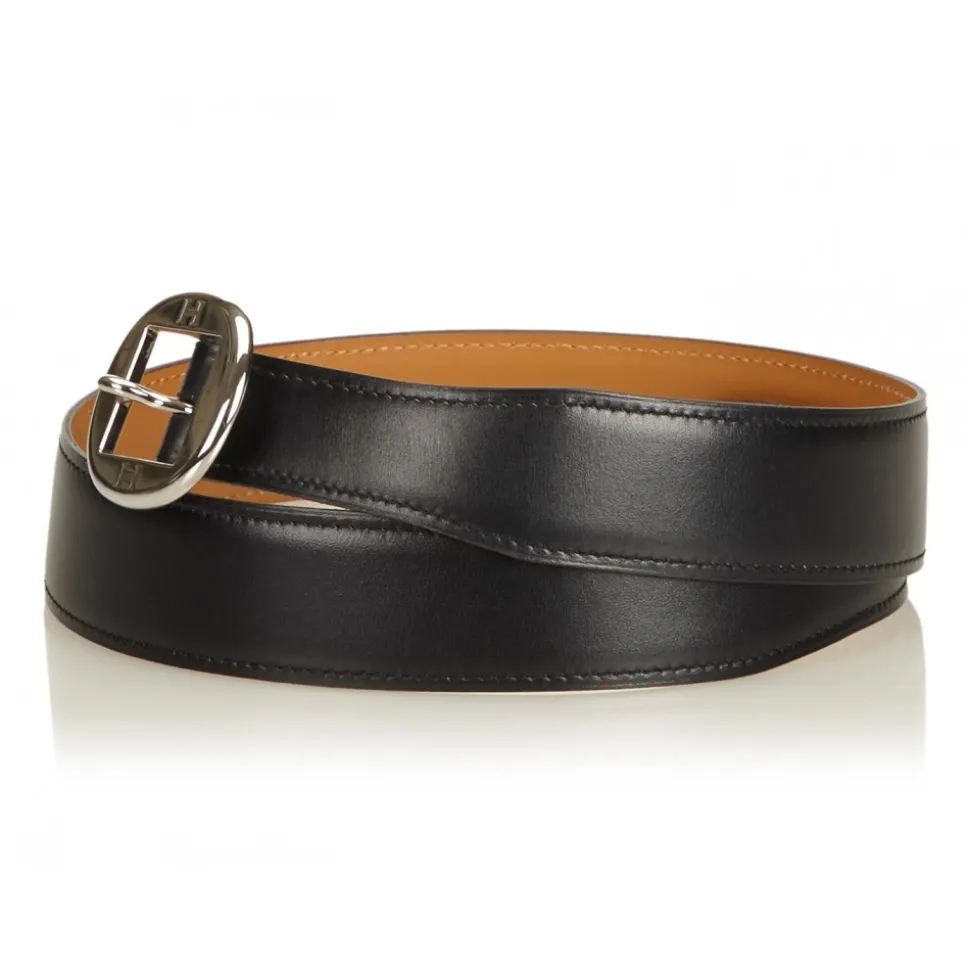 Hermès Vintage - Leather Belt - Black Silver - Leather Belt - Luxury High Quality - Avvenice