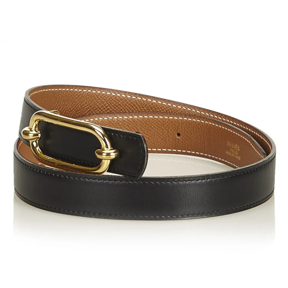 Hermès Vintage - Leather Belt - Black Gold - Leather Belt - Luxury High Quality - Avvenice