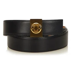 Hermès Vintage - Leather Clou De Selle Belt - Black Gold - Leather Belt - Luxury High Quality - Avvenice