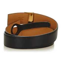 Hermès Vintage - Leather Clou De Selle Belt - Black Gold - Leather Belt - Luxury High Quality - Avvenice