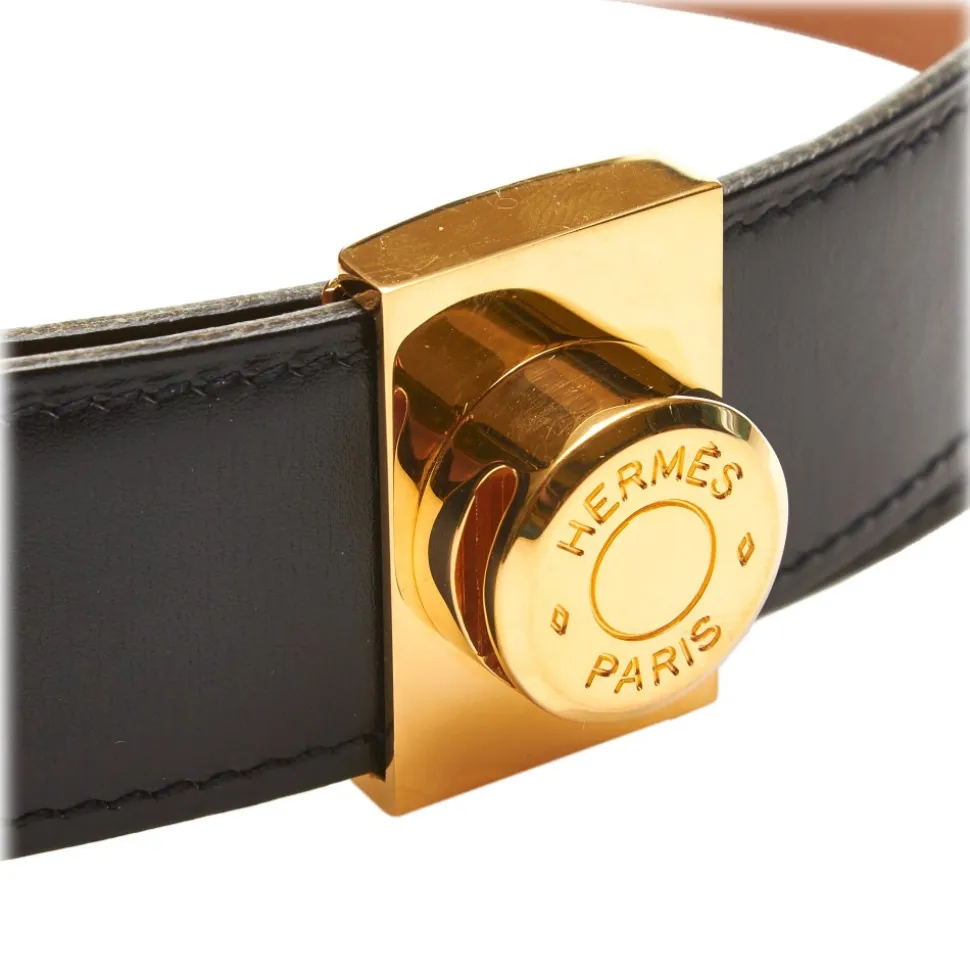Hermès Vintage - Leather Clou De Selle Belt - Black Gold - Leather Belt - Luxury High Quality - Avvenice