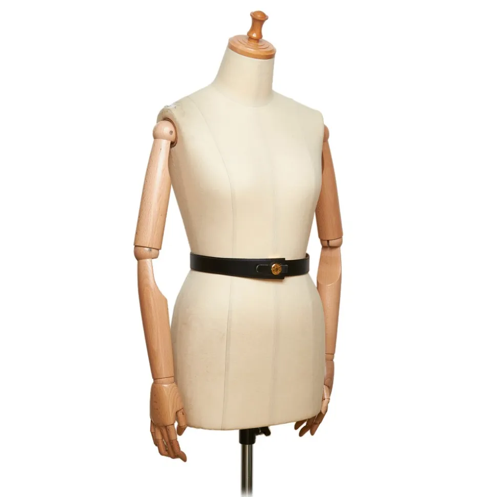 Hermès Vintage - Leather Clou De Selle Belt - Black Gold - Leather Belt - Luxury High Quality - Avvenice