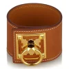 Hermès Vintage - Leather Creneau Cuff - Brown Light Brown Gold - Leather Bracelet - Luxury High Quality - Avvenice