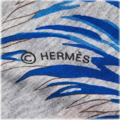 Hermès Vintage - Les Plumes Silk Scarf - Grey Multi - Silk Foulard - Luxury High Quality - Avvenice