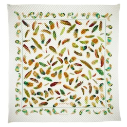 Hermès Vintage - Les Plumes Silk Scarf - White Multi - Silk Foulard - Luxury High Quality - Avvenice