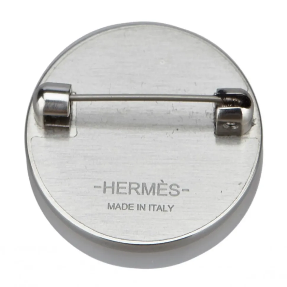 Hermès Vintage - Liverpool Brooch - White Multi - Silk and Metal Brooch - Luxury High Quality - Avvenice